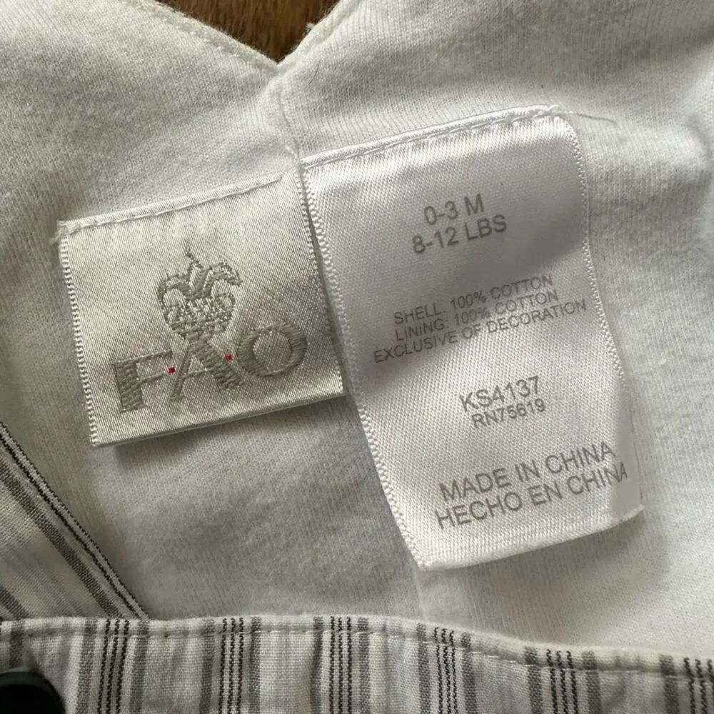 FAO Schwarz striped overalls and polo set, size 0-3 month (2 pieces)